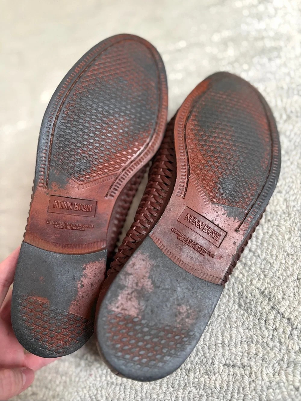 Nunn Bush Brown Woven Leather Tassel Loafers Mens 9.5M Made in Brazil
